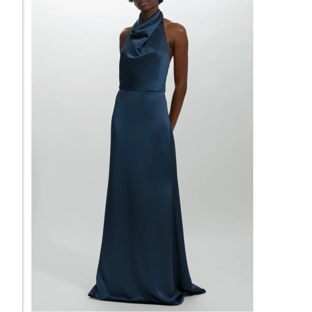 AMSALE High Cowl Neck Halter Gown Size 14